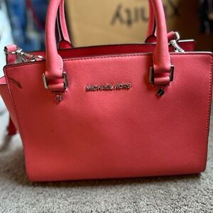 Michael Kors Coral Pink Saffiano Leather Satchel
